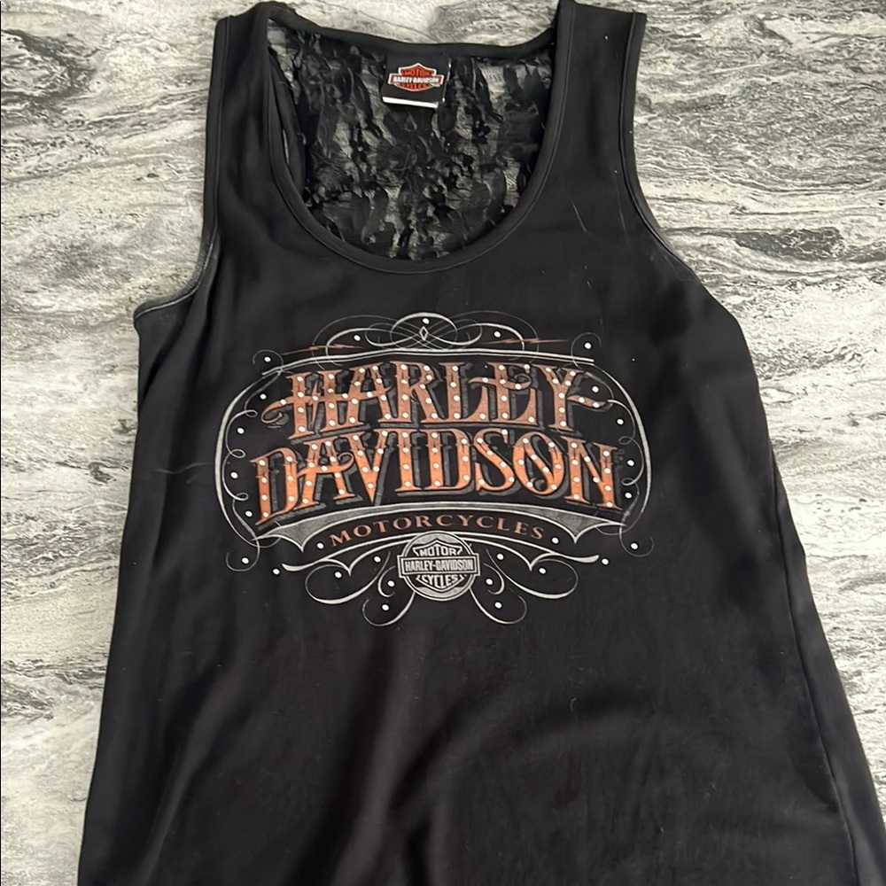Harley-Davidson Black and Orange Graphic Tank
